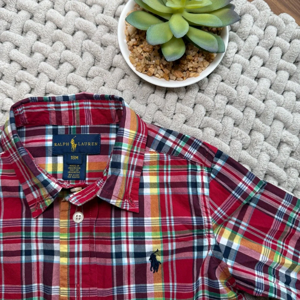 Ralph Lauren | Baby Cotton Classic Red Plaid Button Up | 18 Months